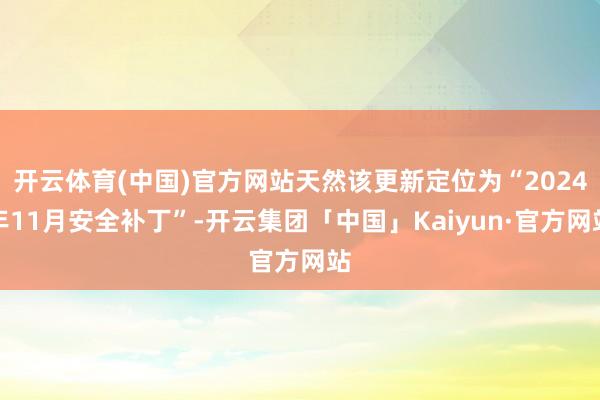 开云体育(中国)官方网站天然该更新定位为“2024年11月安全补丁”-开云集团「中国」Kaiyun·官方网站