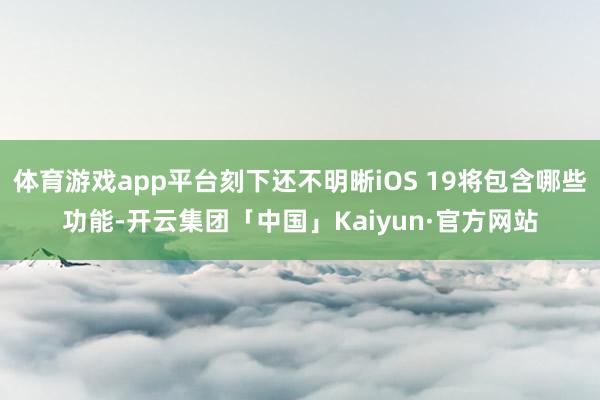 体育游戏app平台刻下还不明晰iOS 19将包含哪些功能-开云集团「中国」Kaiyun·官方网站