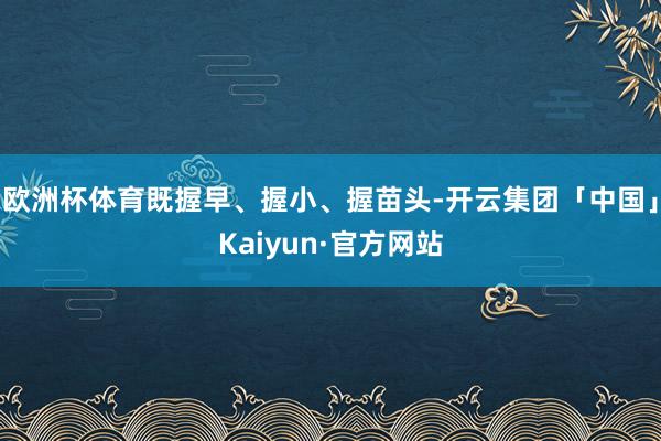 欧洲杯体育既握早、握小、握苗头-开云集团「中国」Kaiyun·官方网站